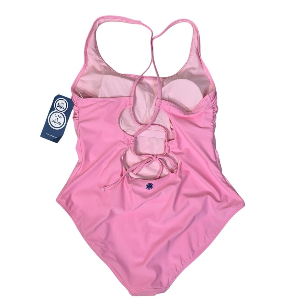 Life is Good X-Large Swimsuit One-Piece Chairs Tie-Back Scoop Neck UPF 50+ Pink - Picture 5 of 9